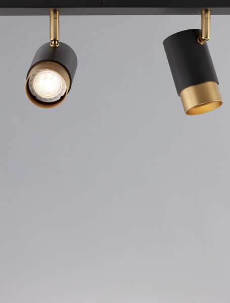 Deckenlampe in Schwarz Gold 60 cm lang GU10 schwenkbar Retro