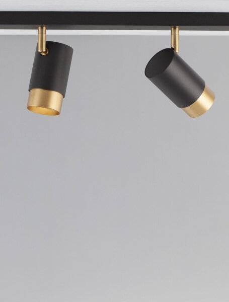 Deckenstrahler in Schwarz Gold 80 cm lang GU10 schwenkbar