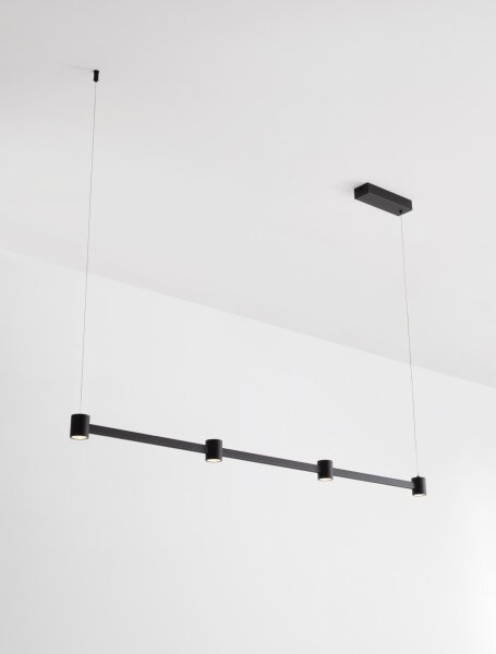 LED Pendelleuchte 118 cm lang Schwarz dimmbar 4 flammig
