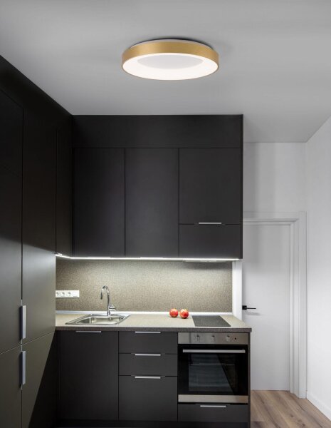 LED Deckenlampe rund Ø 60 cm in Gold gebürstet dimmbar flach