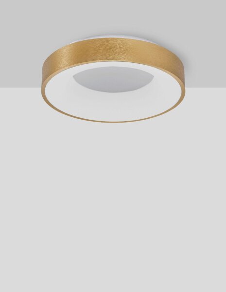 LED Deckenlampe in Gold gebürstet Ø 38 cm dimmbar rund PERRY