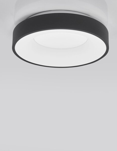 LED Deckenleuchte Schwarz Ø 38 cm dimmbar rund warmweiß