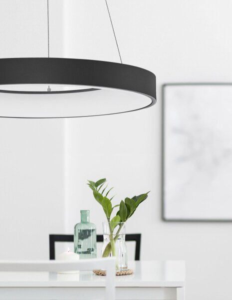 LED Hängeleuchte Schwarz Ø 60 cm dimmbar Ring warmweiß