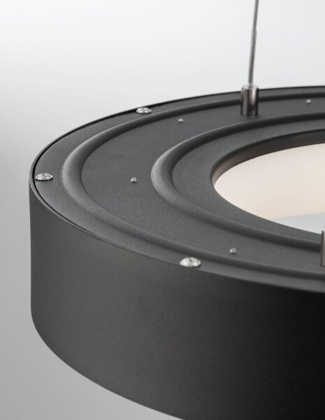 LED Hängelampe Ø 38 cm dimmbar Schwarz höhenverstellbar Ring