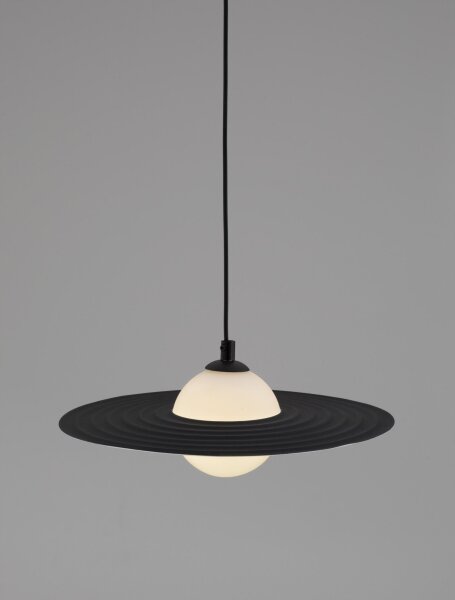 Hängelampe Schwarz Weiß Ø 30 cm G9 rund PIERCE Aluminium