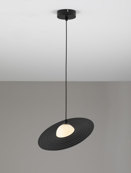 Hängelampe Schwarz Weiß Ø 30 cm G9 rund PIERCE Aluminium