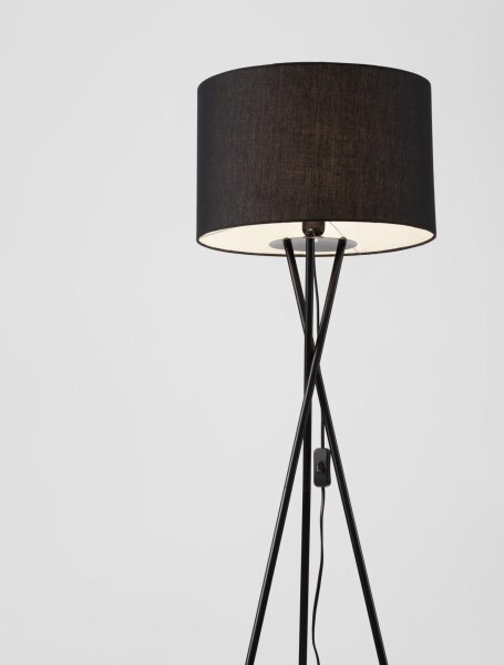 Stehlampe Up Down E27 145 cm Schwarz Stoffschirm PIPER