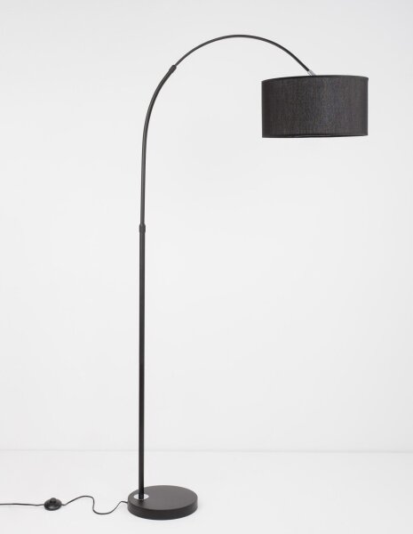 Stehlampe Schwarz 180 cm E27 schwenkbar Stoffschirm QUINCY