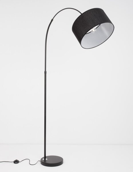 Stehlampe Schwarz 180 cm E27 schwenkbar Stoffschirm QUINCY