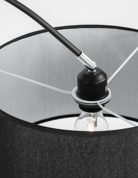 Stehlampe Schwarz 180 cm E27 schwenkbar Stoffschirm QUINCY