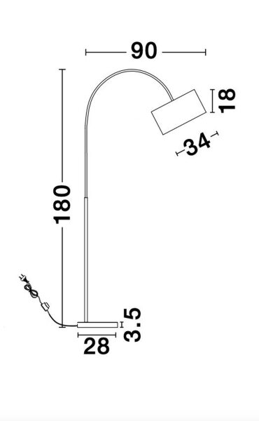 Stehlampe Schwarz 180 cm E27 schwenkbar Stoffschirm QUINCY