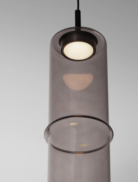 LED Hängelampe Schwarz Mokka Ø 9 cm Rauchglas schmal Modern