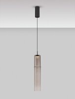LED Hängelampe Schwarz Mokka Ø 9 cm Rauchglas...