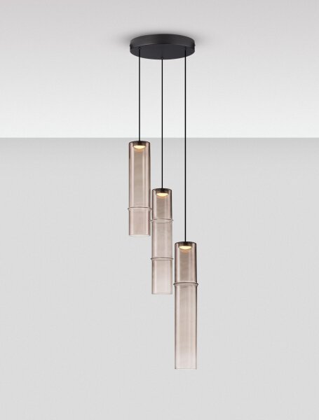 LED Hängeleuchte Schwarz Mokka 29 cm breit höhenverstellbar