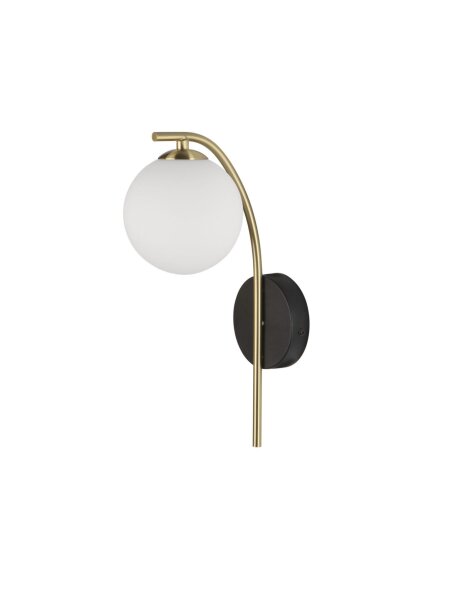 Wandlampe rund G9 34 cm hoch in Schwarz Weiß Gold Retro Glas