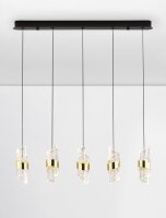 LED Hängelampe in Schwarz Gold 82 cm lang 5 flammig...