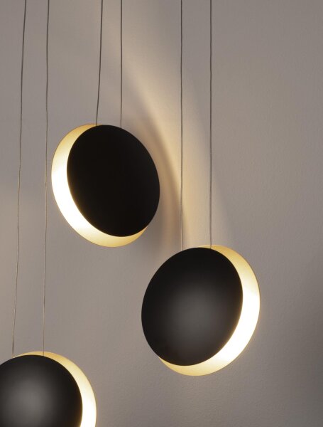 LED Hängeleuchte in Schwarz Gold 48 cm breit 3 flammig