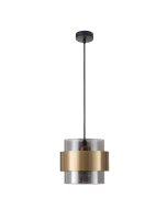 Pendelleuchte E27 Schwarz in Grau Gold &Oslash; 18 cm...