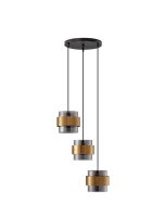 H&auml;ngeleuchte in Schwarz Grau Gold 45 cm breit E27 3...