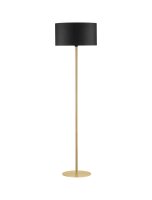 Stehlampe Stoffschirm in Schwarz Gold E27 165 cm Fu&szlig;schalter