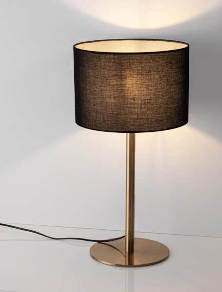 Tischleuchte in Schwarz Gold E27 58 cm Kabelschalter Stoff