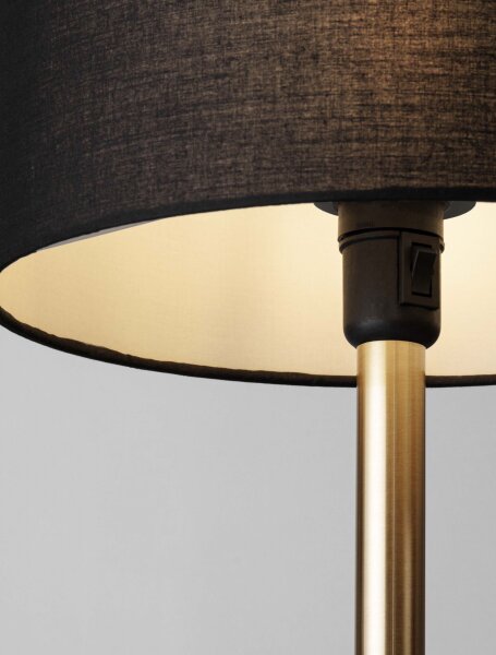 Tischleuchte in Schwarz Gold E27 58 cm Kabelschalter Stoff