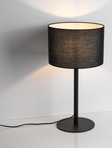 Moderne Tischleuchte Schwarz E27 58 cm Stoff Kabelschalter