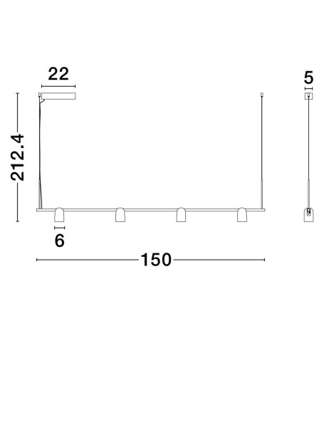 LED Pendelleuchte 150 cm lang Schwarz Mokka dimmbar warmweiß