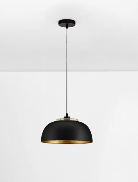 Pendelleuchte E27 Ø 35 cm in Schwarz Gold höhenverstellbar