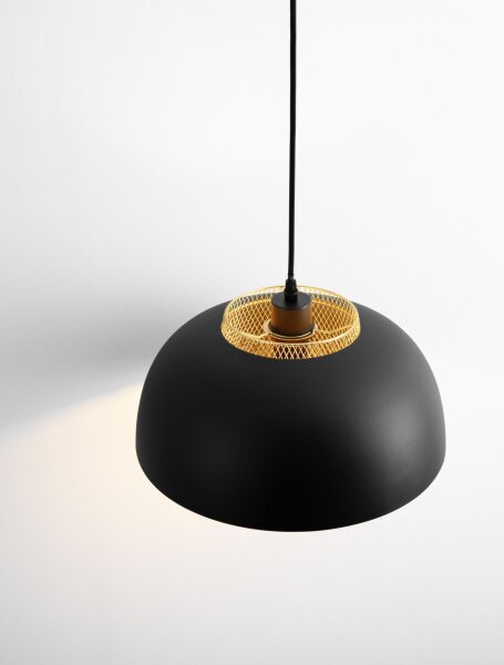 Pendelleuchte E27 Ø 35 cm in Schwarz Gold höhenverstellbar