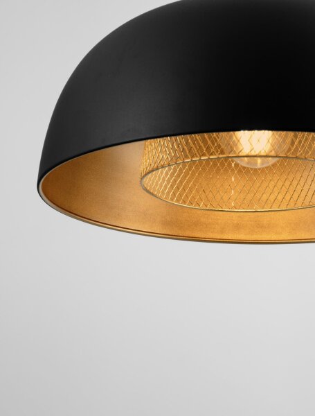 Pendelleuchte E27 Ø 35 cm in Schwarz Gold höhenverstellbar
