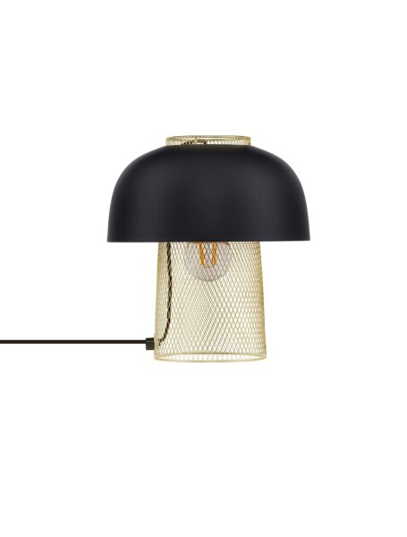 Tischlampe Retro in Schwarz Gold 28 cm E27 ROCCO Aluminium