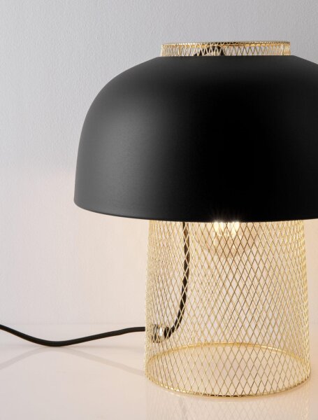 Tischlampe Retro in Schwarz Gold 28 cm E27 ROCCO Aluminium