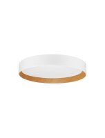 LED Deckenleuchte Wei&szlig; Natur &Oslash; 45 cm dimmbar Holz rund flach