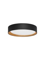LED Deckenlampe Schwarz Natur &Oslash; 35 cm dimmbar Holz flach