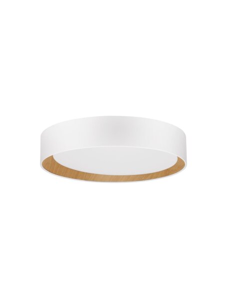 LED Deckenleuchte Holz Weiß Natur Ø 35 cm dimmbar flach
