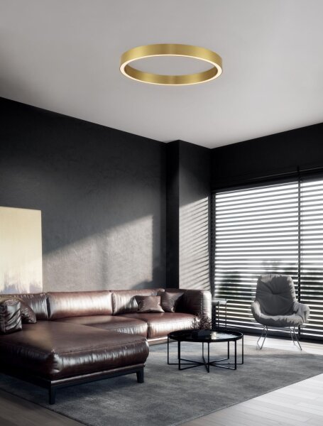 LED Deckenlampe Ring 80 cm lang in Bronze dimmbar warmweiß