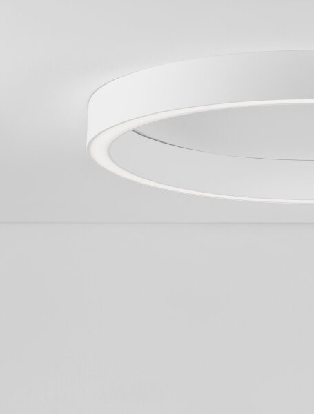 LED Deckenlampe Weiß 80 cm lang dimmbar Ring warmweiß flach