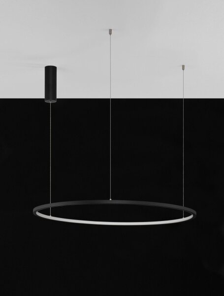 LED Pendelleuchte Schwarz Ø 80 cm dimmbar Ring warmweiß