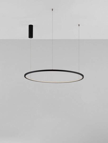 LED Pendelleuchte Schwarz Ø 80 cm dimmbar Ring warmweiß