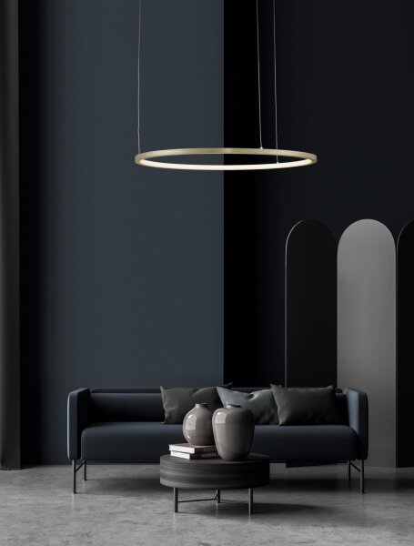 Runder LED Kronleuchter in Gold Ø 60 cm dimmbar Ring Modern
