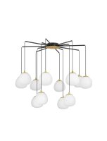 H&auml;ngelampe in Gold Wei&szlig; Schwarz 75 cm breit G9 Glas Metall