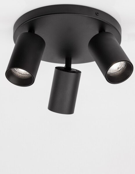 Spotleuchte GU10 Ø 22 cm Schwarz schwenkbar 3 flammig