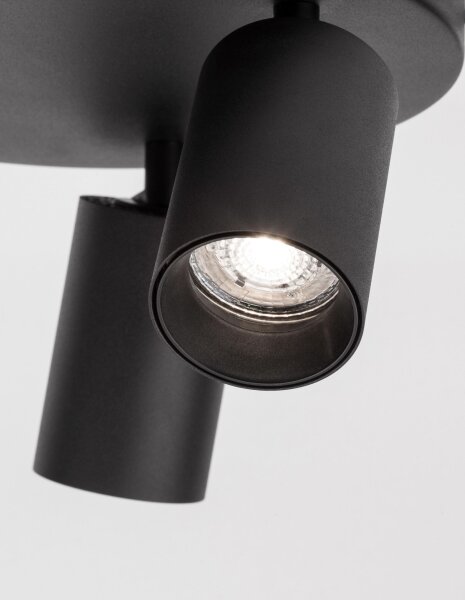 Spotleuchte GU10 Ø 22 cm Schwarz schwenkbar 3 flammig