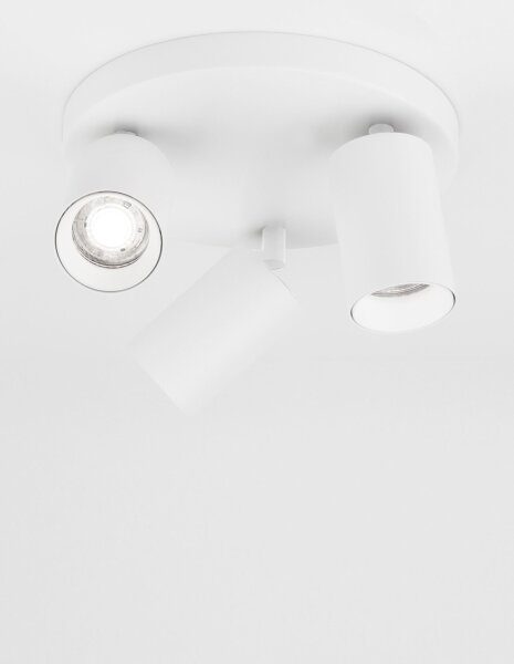 Deckenlampe Weiß Ø 22 cm GU10 schwenkbar 3 flammig Aluminium