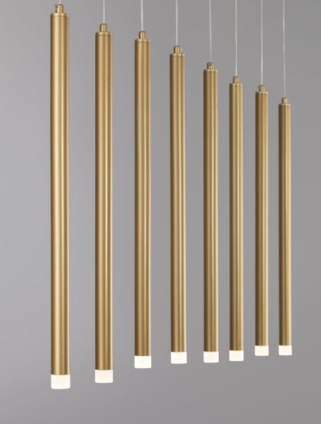 LED Pendelleuchte in Gold gebürstet 100 cm lang 8 flammig