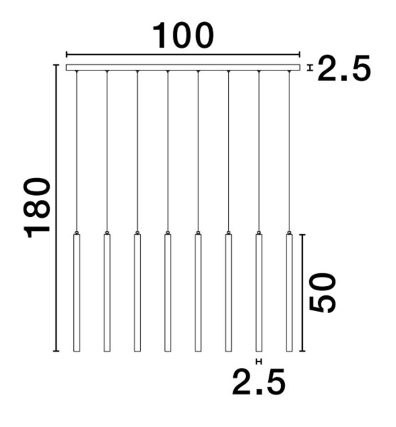 LED Pendelleuchte in Gold gebürstet 100 cm lang 8 flammig