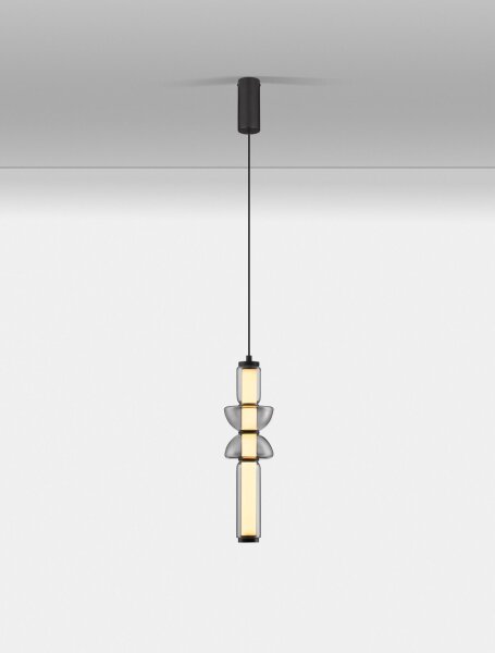 LED Hängelampe Schwarz Ø 12 cm dimmbar Rauchglas schmal