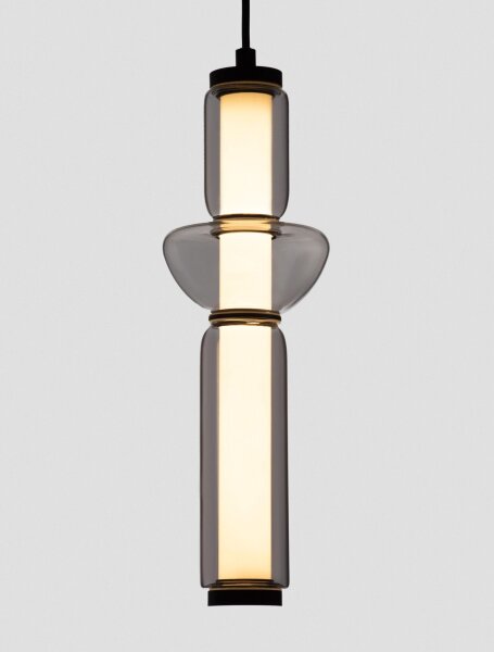 LED Hängelampe Schwarz Ø 12 cm dimmbar Rauchglas schmal