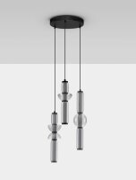 LED Pendelleuchte Rauchglas Schwarz 38 cm breit dimmbar